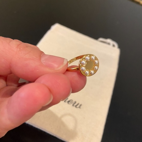 NWT preppy dainty minimalist J. Crew gold plated Pearl Dot Disc Ring size 6 - Picture 3 of 14